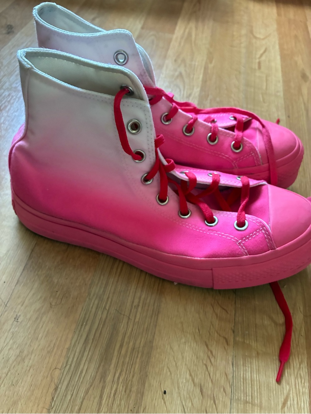 Converse Pink and White High-Top Gradient Sneakers - Picture 3 of 6